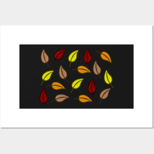 Fall Leaf Pattern, Autumn Leaf Pattern (Black) Posters and Art